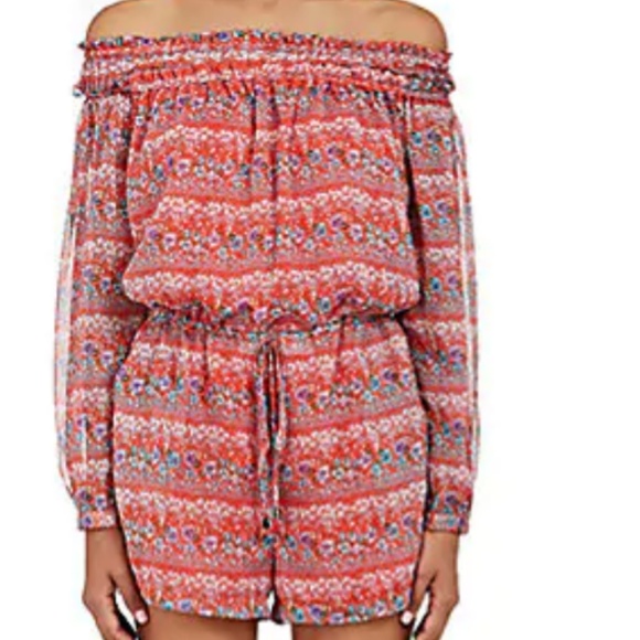 NWT BARNEYS NEW YORK Floral Plissé Chiffon Romper